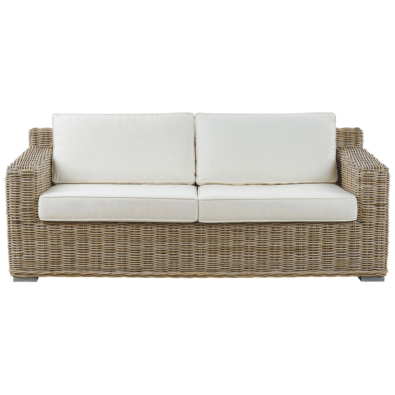 Beliani Gartensofa Naturfarben Beige Weiss 90x194x70