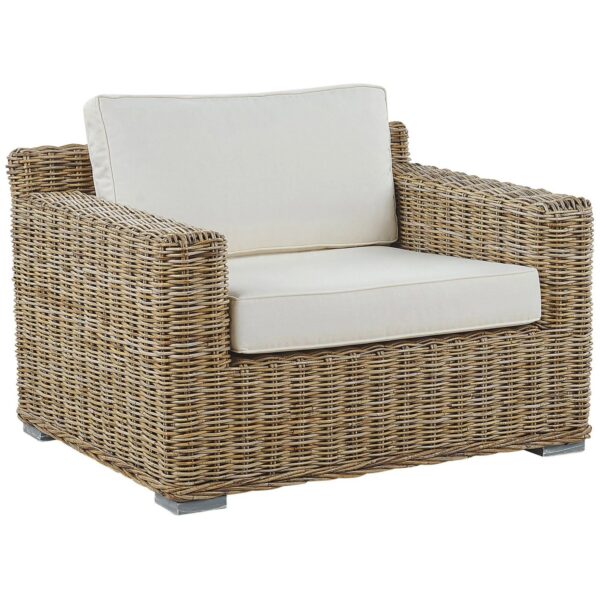 Beliani Sessel Naturfarben Beige Weiss 90x98x70 Beliani Sessel Naturfarben Beige Weiss 90x98x70