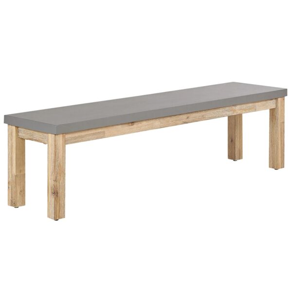 Beliani Gartenbank OSTUNI Grau Heller Holzfarbton 40x160x45