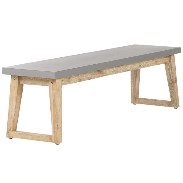 Beliani Gartenbank ORIA Grau Heller Holzfarbton 40x160x45