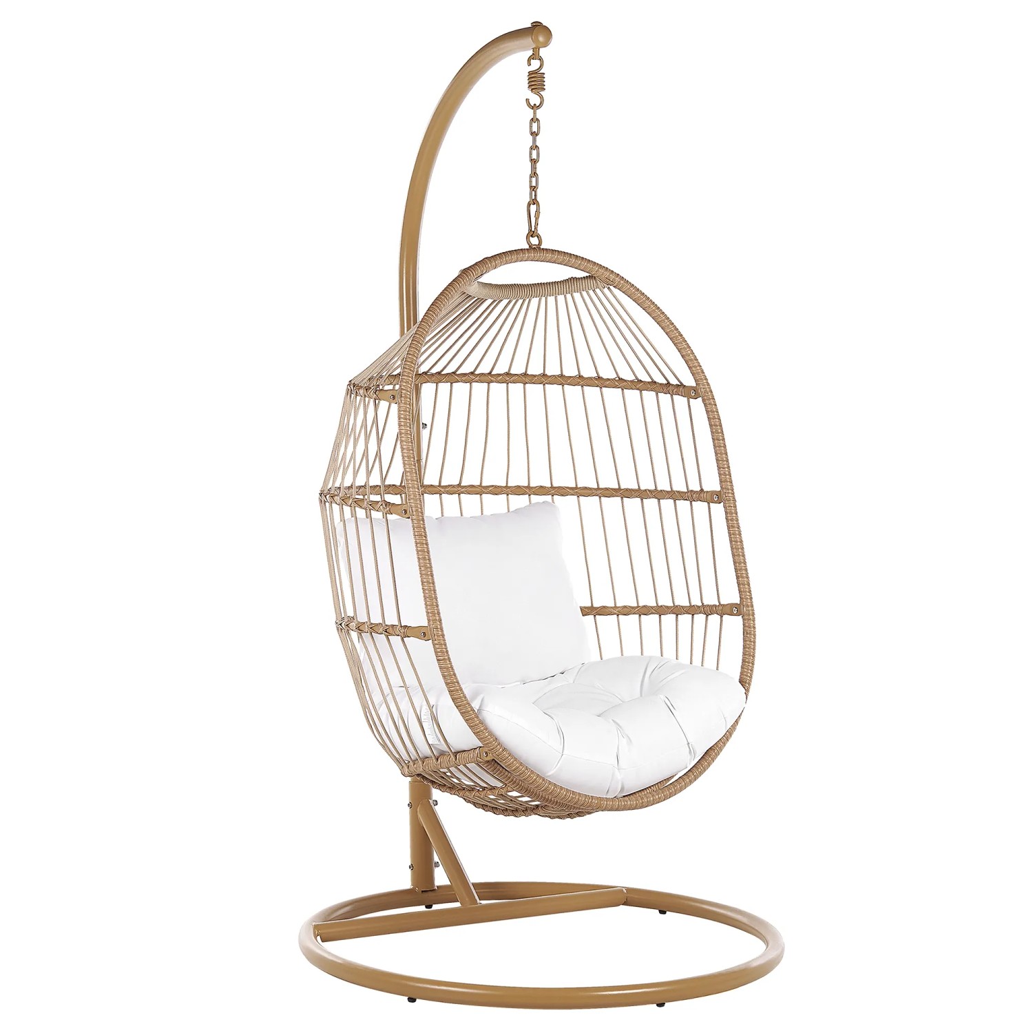 Beliani Hängesessel Naturfarben Beige Weiss 102x102x200