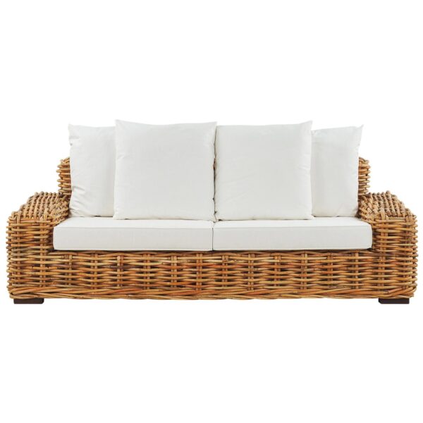 Beliani Gartensofa Naturfarben Beige Weiss 94x218x67