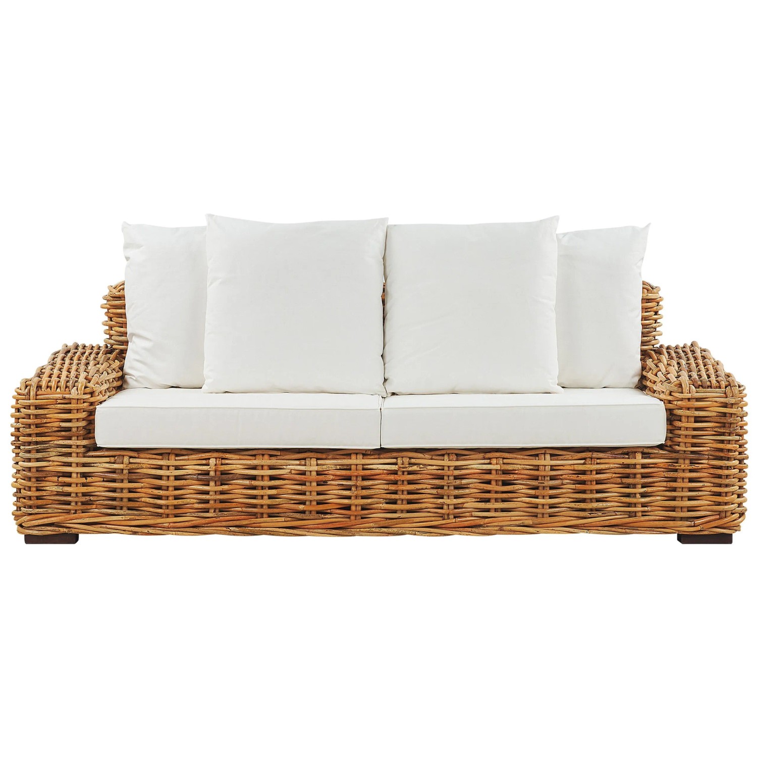 Beliani Gartensofa Naturfarben Beige Weiss 94x218x67