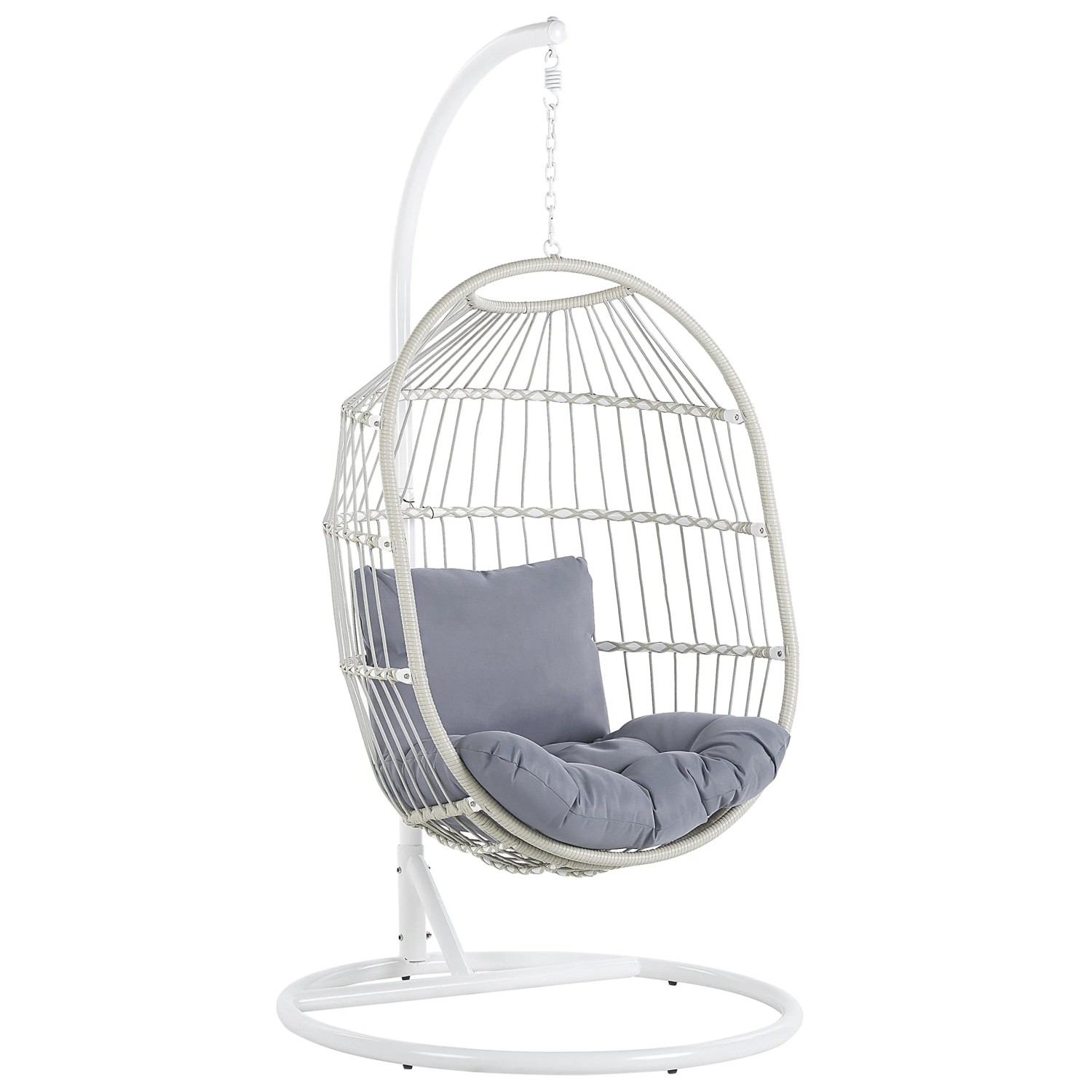 Beliani Hängesessel Weiss Grau 102x102x200