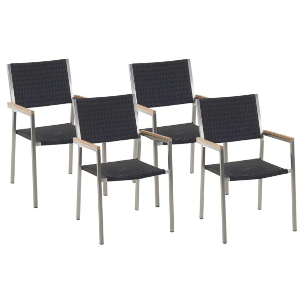 Beliani Esszimmerstuhl Schwarz Silber 58x55x87