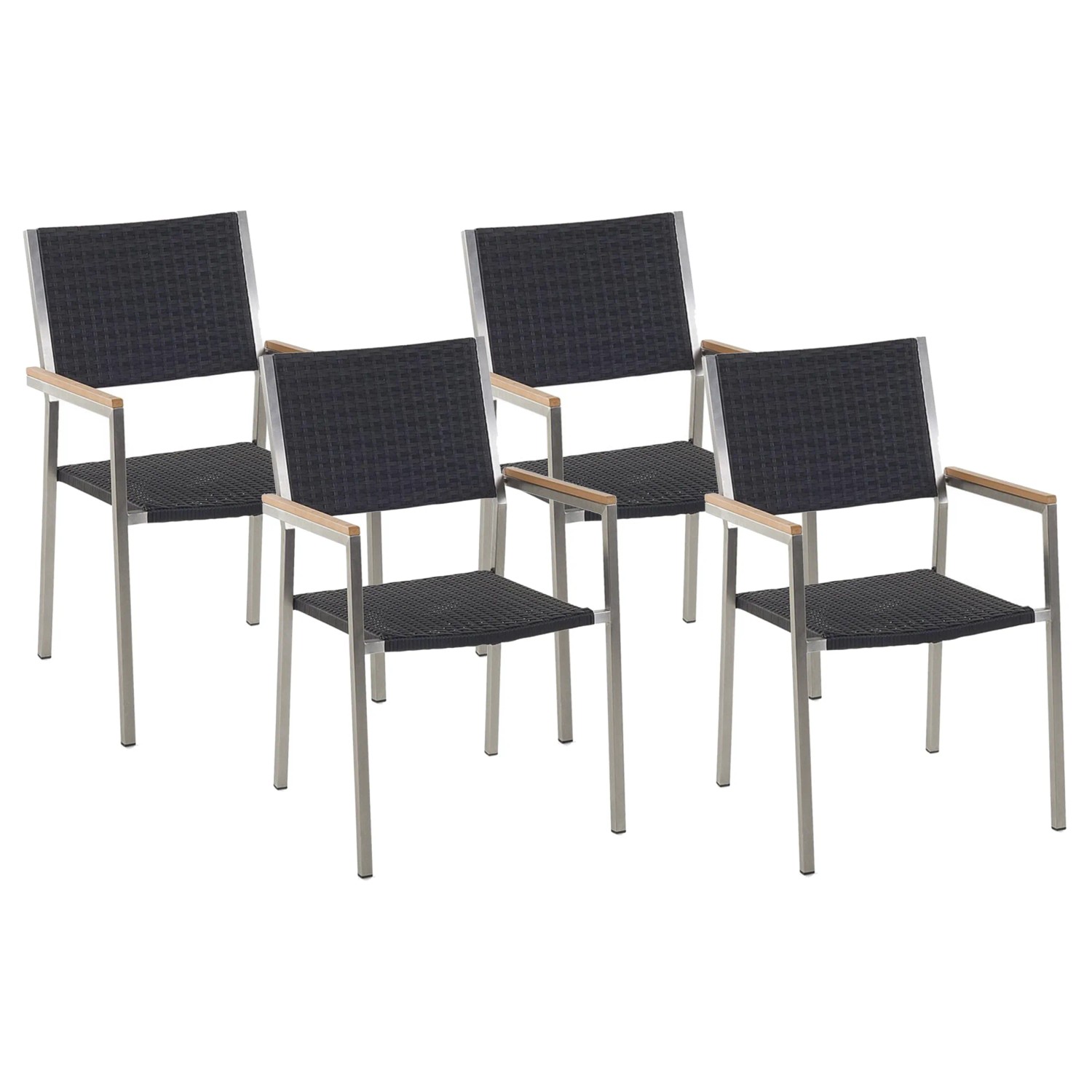 Beliani Esszimmerstuhl Schwarz Silber 58x55x87
