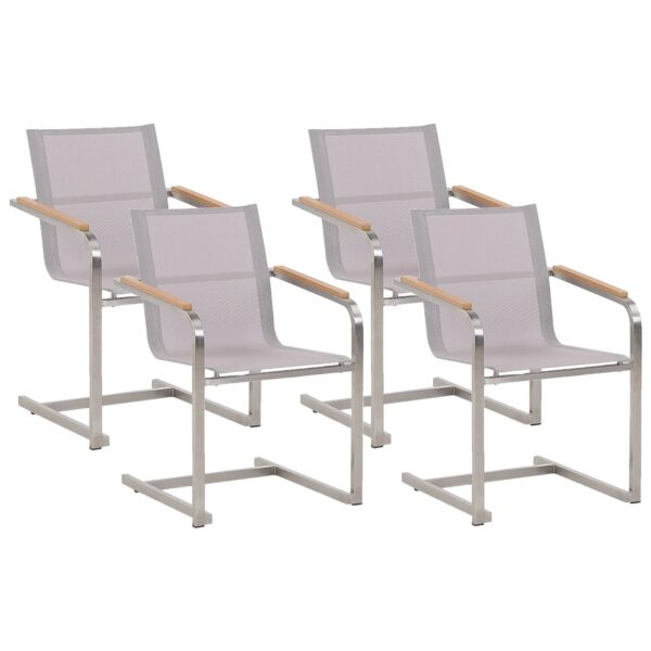 Beliani Gartenstuhl Beige Silber 55x56x85 Beliani Gartenstuhl Beige Silber 55x56x85