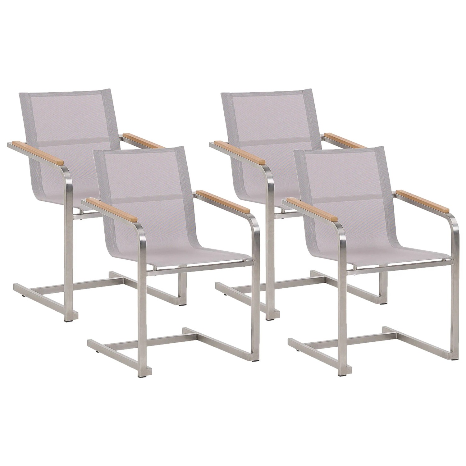 Beliani Gartenstuhl Beige Silber 55x56x85