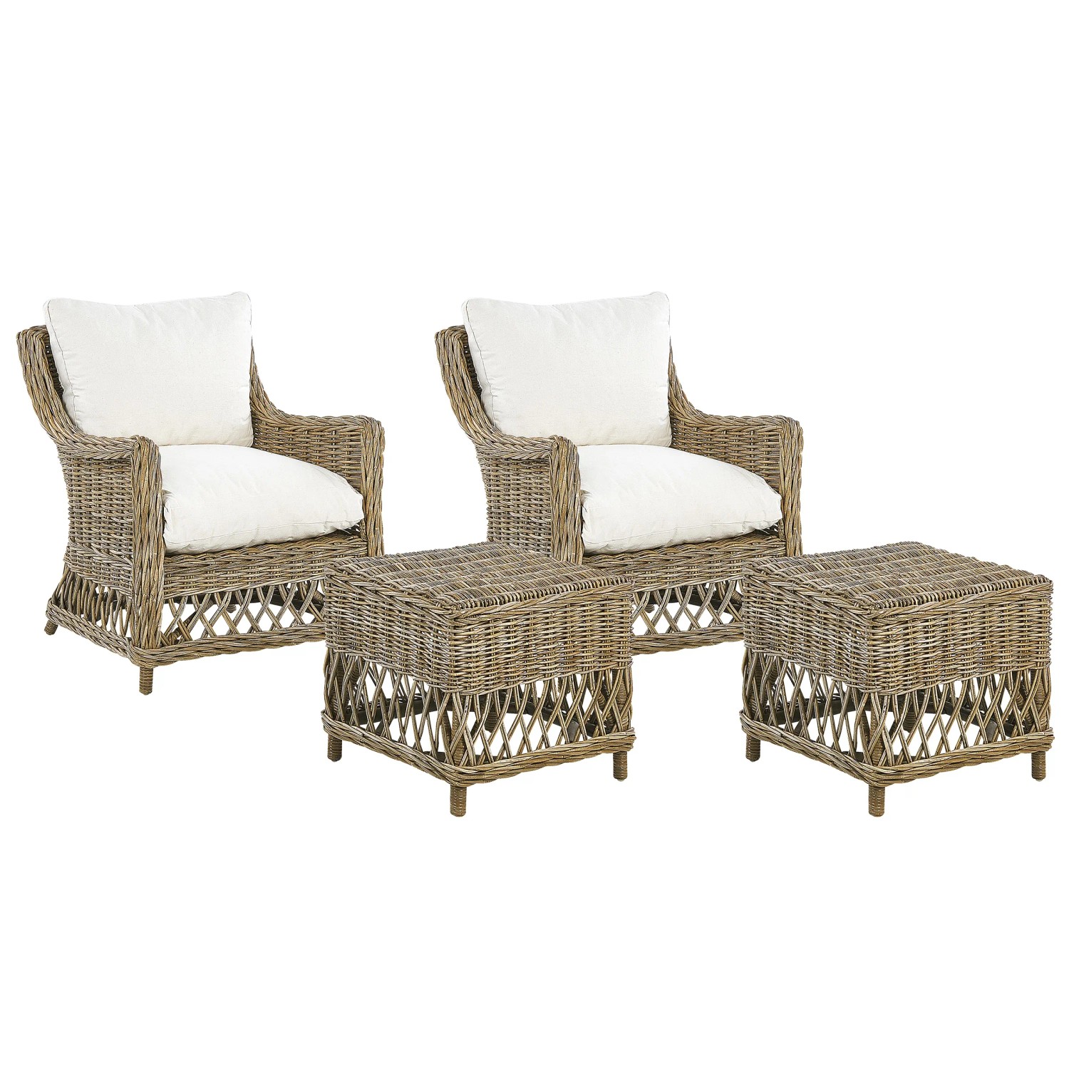 Beliani Sessel Naturfarben Beige Weiss 70x66x78
