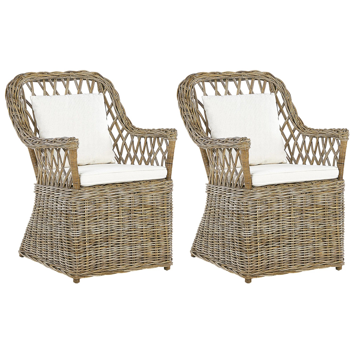 Beliani Sessel Naturfarben Beige Weiss 75x61x90