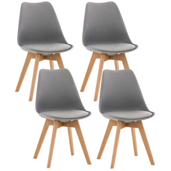 CLP 4er Set Esszimmerstuhl Linares grau/Kunststoff