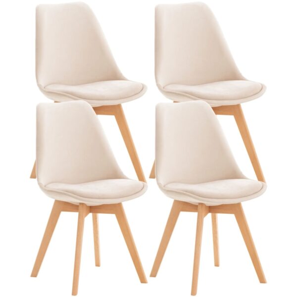 CLP 4er Set Esszimmerstuhl Linares beige/Samt