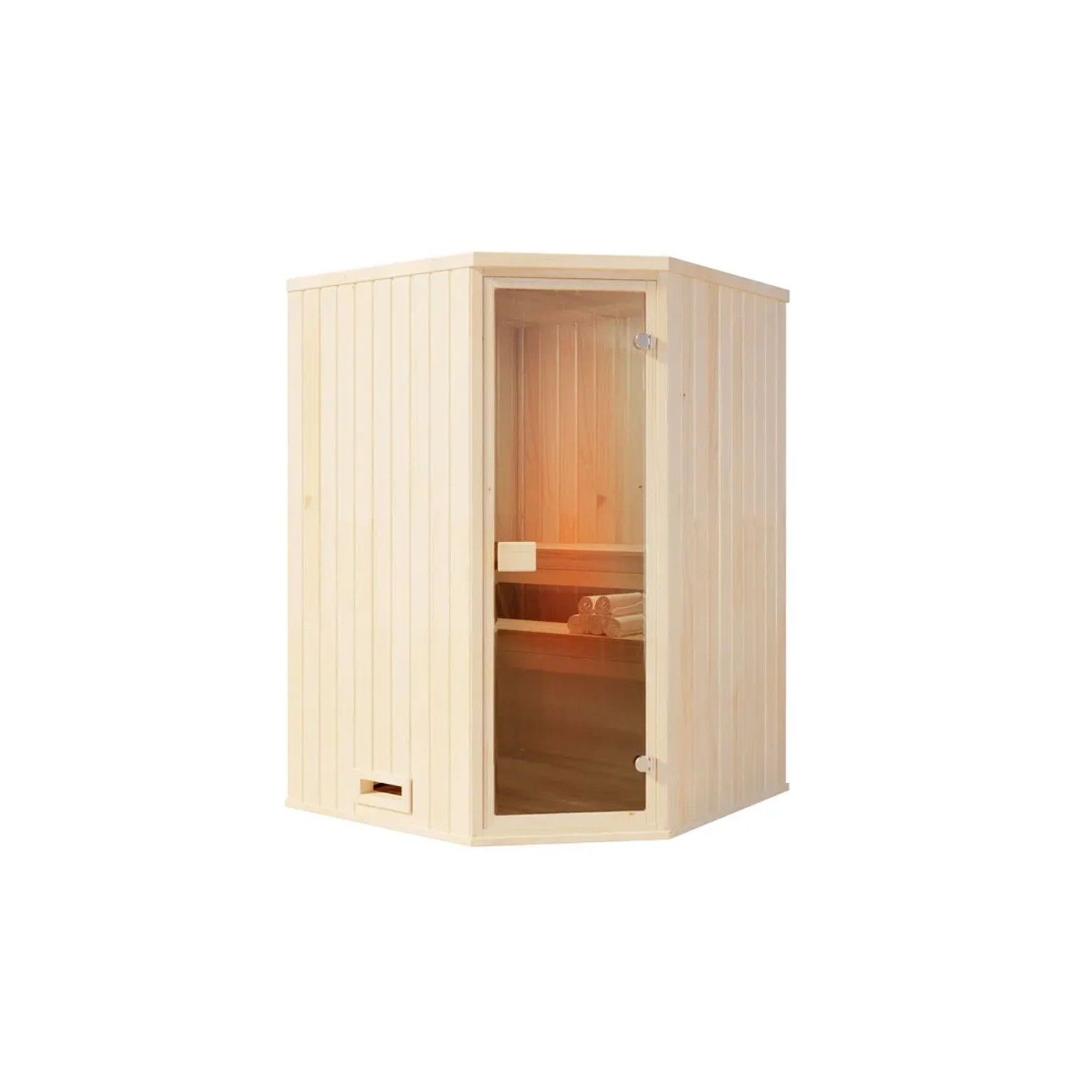 Finntherm Sauna Corner Naturbelassen 194 cm x 175 cm Wandstärke 40 mm
