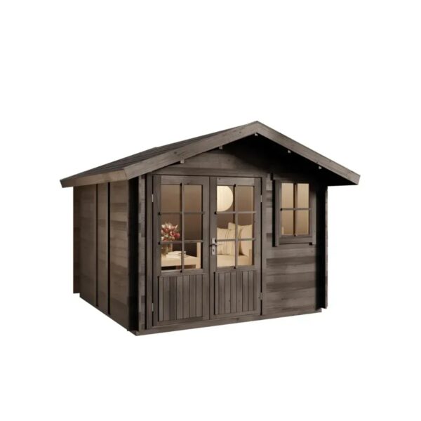 Alpholz Gartenhaus Set Palermo Imprägniert Grau 331x331cm inkl. Dacheindeckung und Fußboden