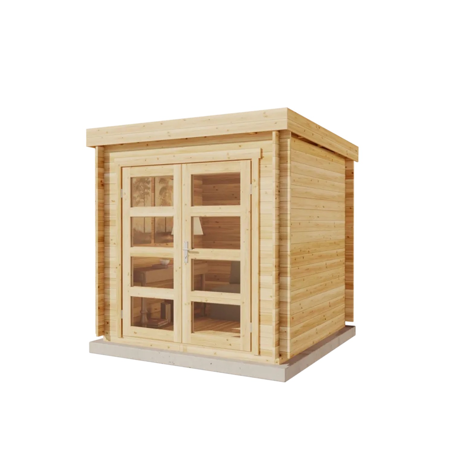 Alpholz Gartenhaus Set Paloma petit Naturbelassen 234x234cm inkl. Dacheindeckung und Fußboden