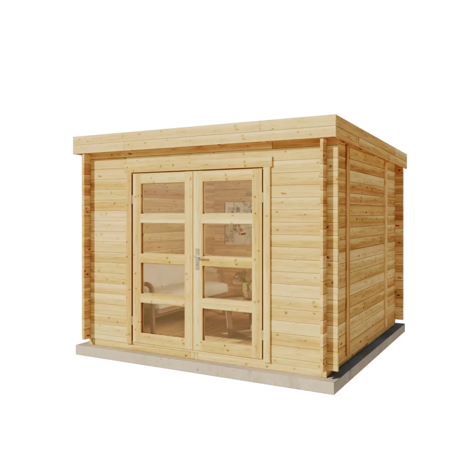 Alpholz Gartenhaus Set Paloma Sol Naturbelassen 304x304cm inkl. Dacheindeckung und Fußboden