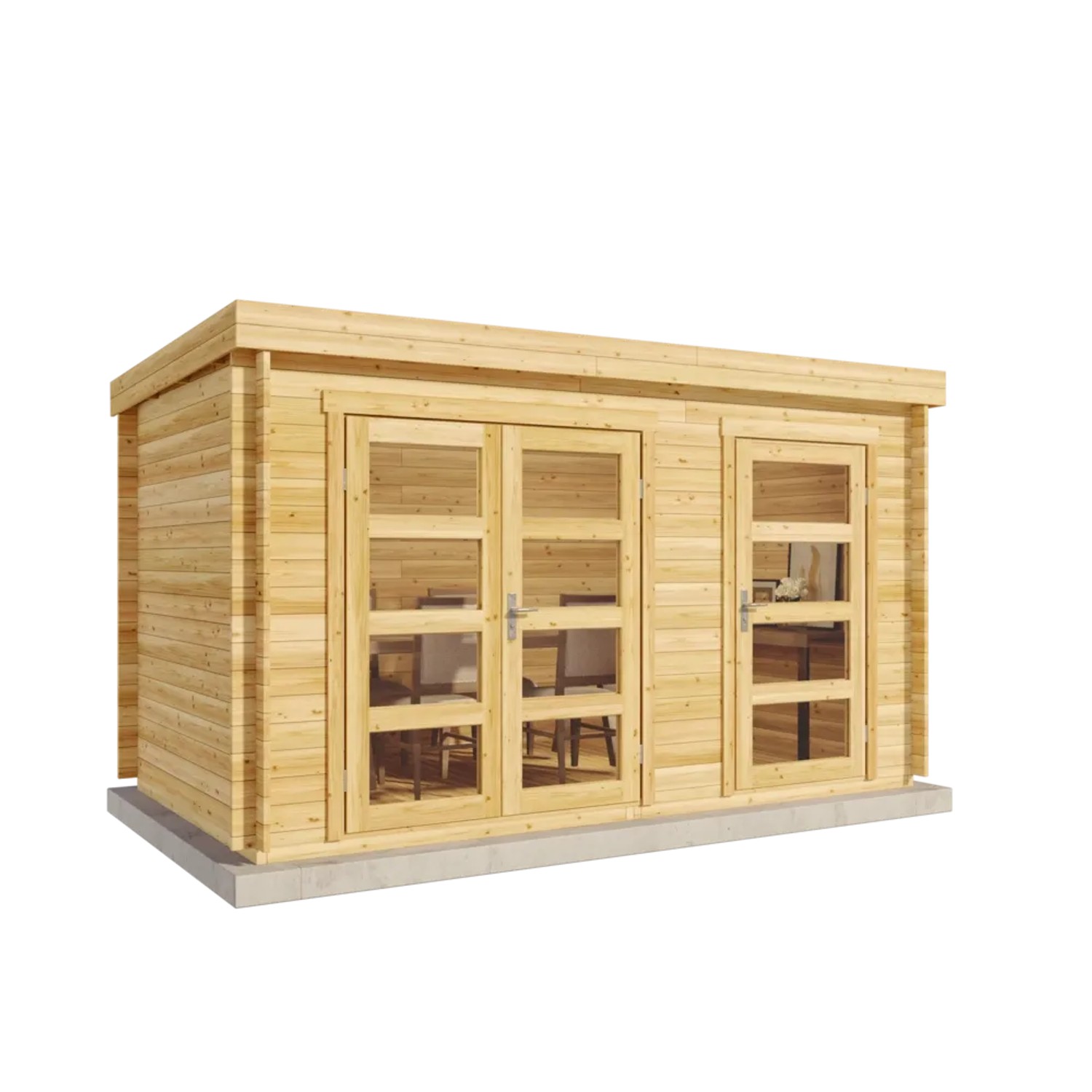 Alpholz Gartenhaus Set Paloma Grande Naturbelassen 404x234cm inkl. Dacheindeckung und Fußboden