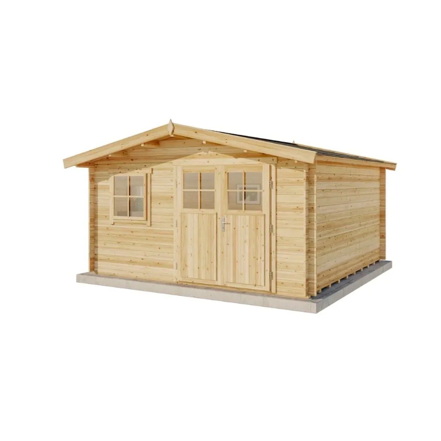 Alpholz Gartenhaus Set Valeria-28 Naturbelassen 428x427cm inkl. Dacheindeckung und Fußboden