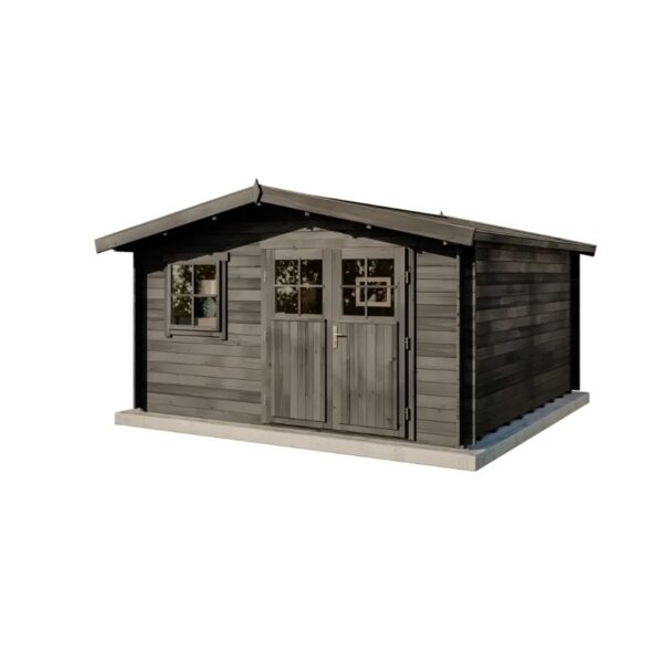 Alpholz Gartenhaus Set Valeria-28 Imprägniert Grau 428x427cm inkl. Dacheindeckung und Fußboden