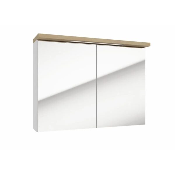 Swiss Aqua Technologies Spiegelschrank mit LED Beleuchtung und Steckdose 80x60CM Weiß Holz