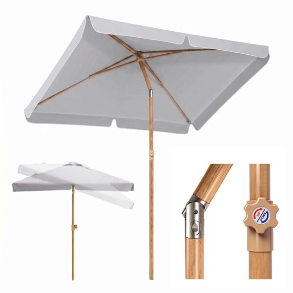 Sekey Rechteckiger Sonnenschirm 200 x 125 cm in Holzoptik mit UV50+ für Balkon und Terrasse Sekey Rechteckiger Sonnenschirm 200 x 125 cm in Holzoptik mit UV50+ für Balkon und Terrasse