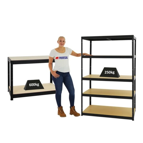 PROREGAL Mega Deal 1x Schwerlastregal Big Elephant M HxBxT 180 x 120 x 60 cm & 1x Höhenverstellbare Werkbank