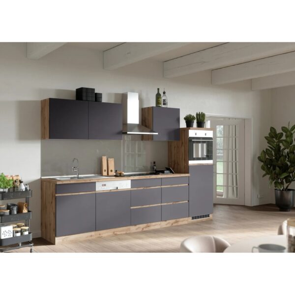 Held Möbel Küchenzeile Turin 300 cm Graphit-Wotaneiche mit E-Geräten Held Möbel Küchenzeile Turin 300 cm Graphit-Wotaneiche mit E-Geräten