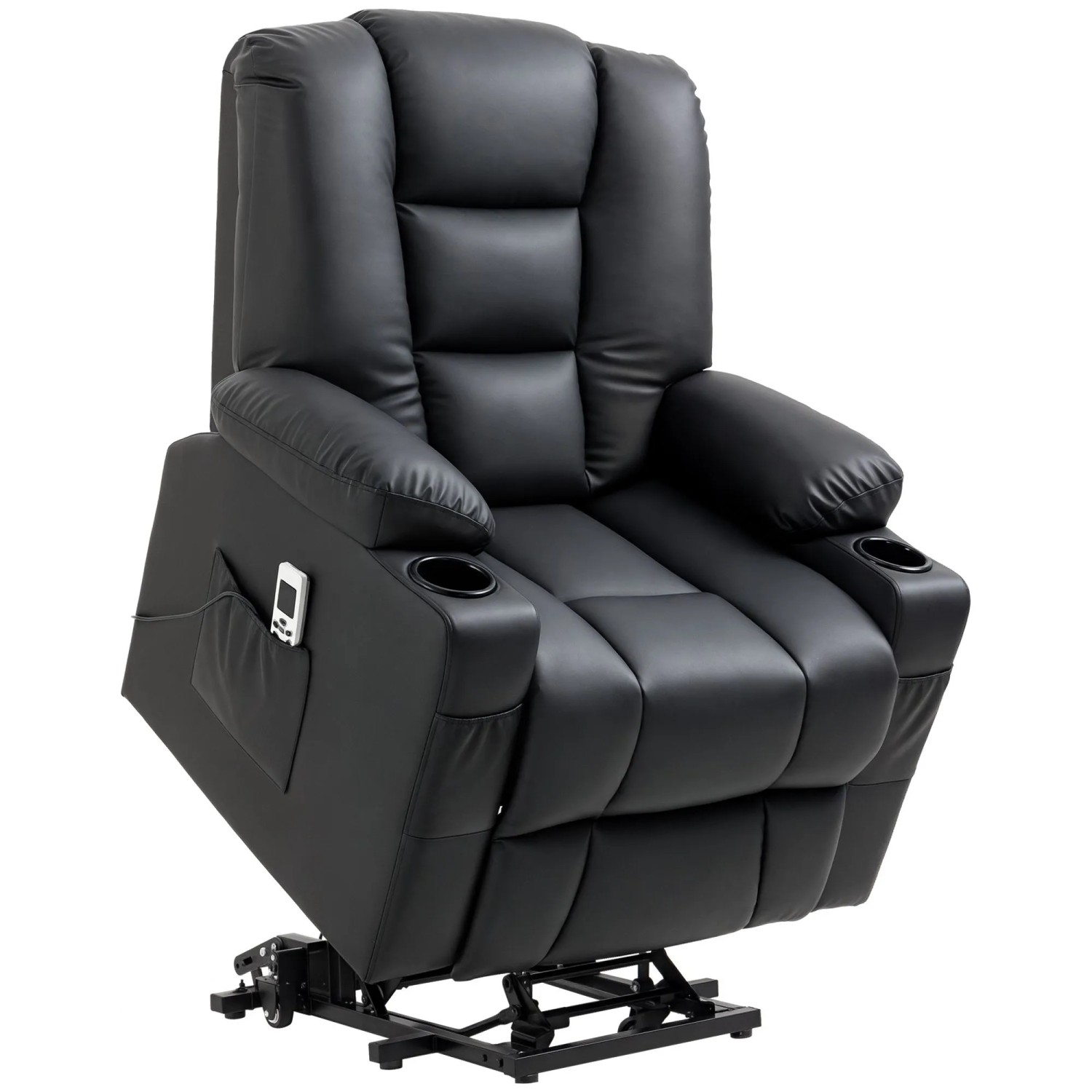 HOMCOM Massagesessel Kunstleder Stahl Schwarz 90L x 98B x 102H cm
