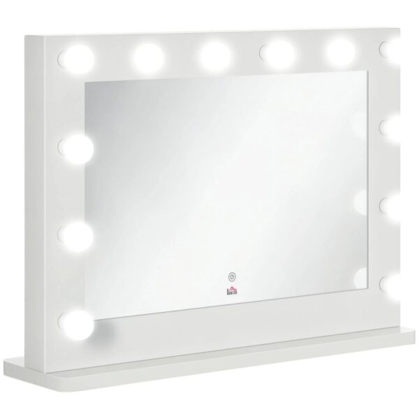 HOMCOM Hollywood Spiegel Eisen Glas MDF Weiß 80L x 60B x 20H cm HOMCOM Hollywood Spiegel Eisen Glas MDF Weiß 80L x 60B x 20H cm