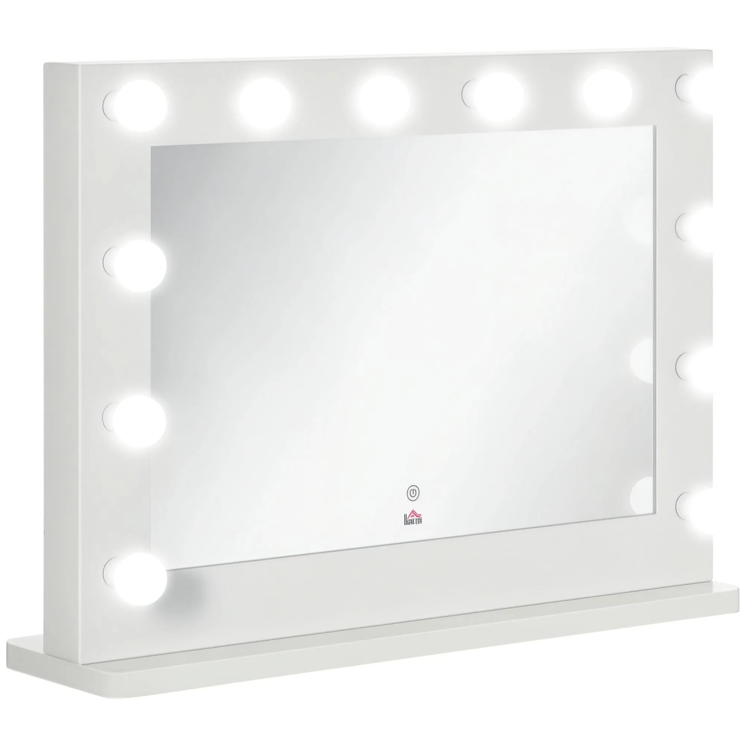 HOMCOM Hollywood Spiegel Eisen Glas MDF Weiß 80L x 60B x 20H cm