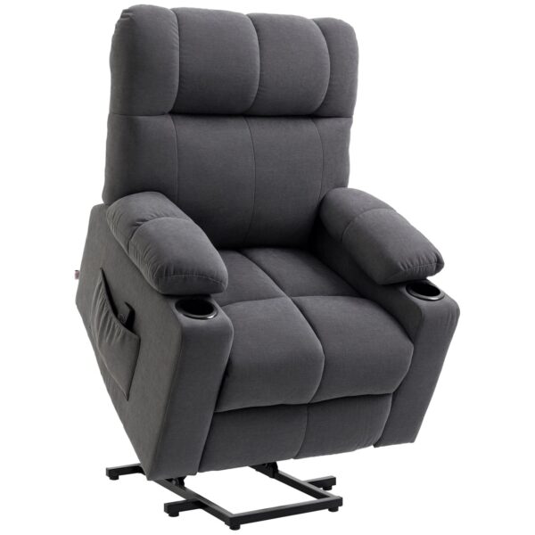 HOMCOM Sessel mit Aufstehhilfe Polyester Metall Dunkelgrau 91L x 95B x 109H cm