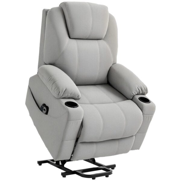 HOMCOM Elektrischer Aufstehsessel Polyester Hellgrau 90L x 101B x 107H cm