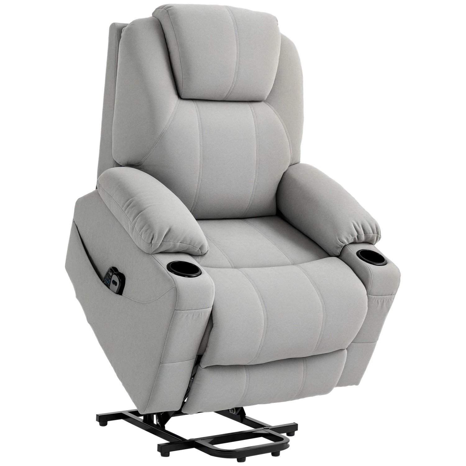 HOMCOM Elektrischer Aufstehsessel Polyester Hellgrau 90L x 101B x 107H cm