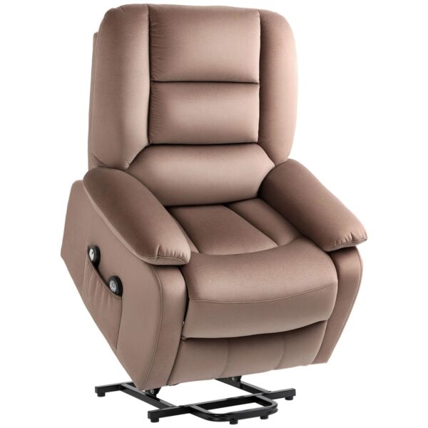 HOMCOM Fernsehsessel mit Aufstehhilfe Polyester Stahl Braun 90L x 93B x 110H cm