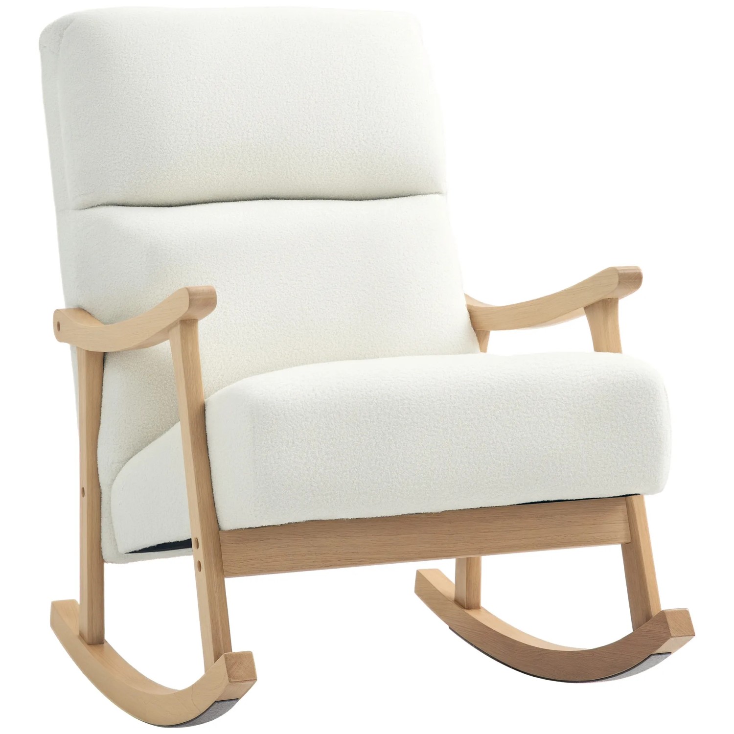 HOMCOM Schaukelstuhl Polyester Schaumstoff 65L x 90B x 98H cm Cremeweiß