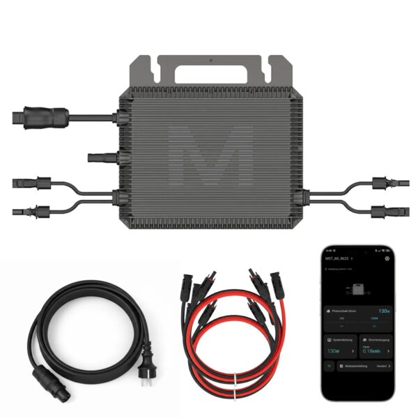 MARSTEK Mikro-Wechselrichter 800 W MST-MI0800 für Balkonkraftwerk 2 MPPT mit WIFI inkl. 5m Anschlusskabel & 4x