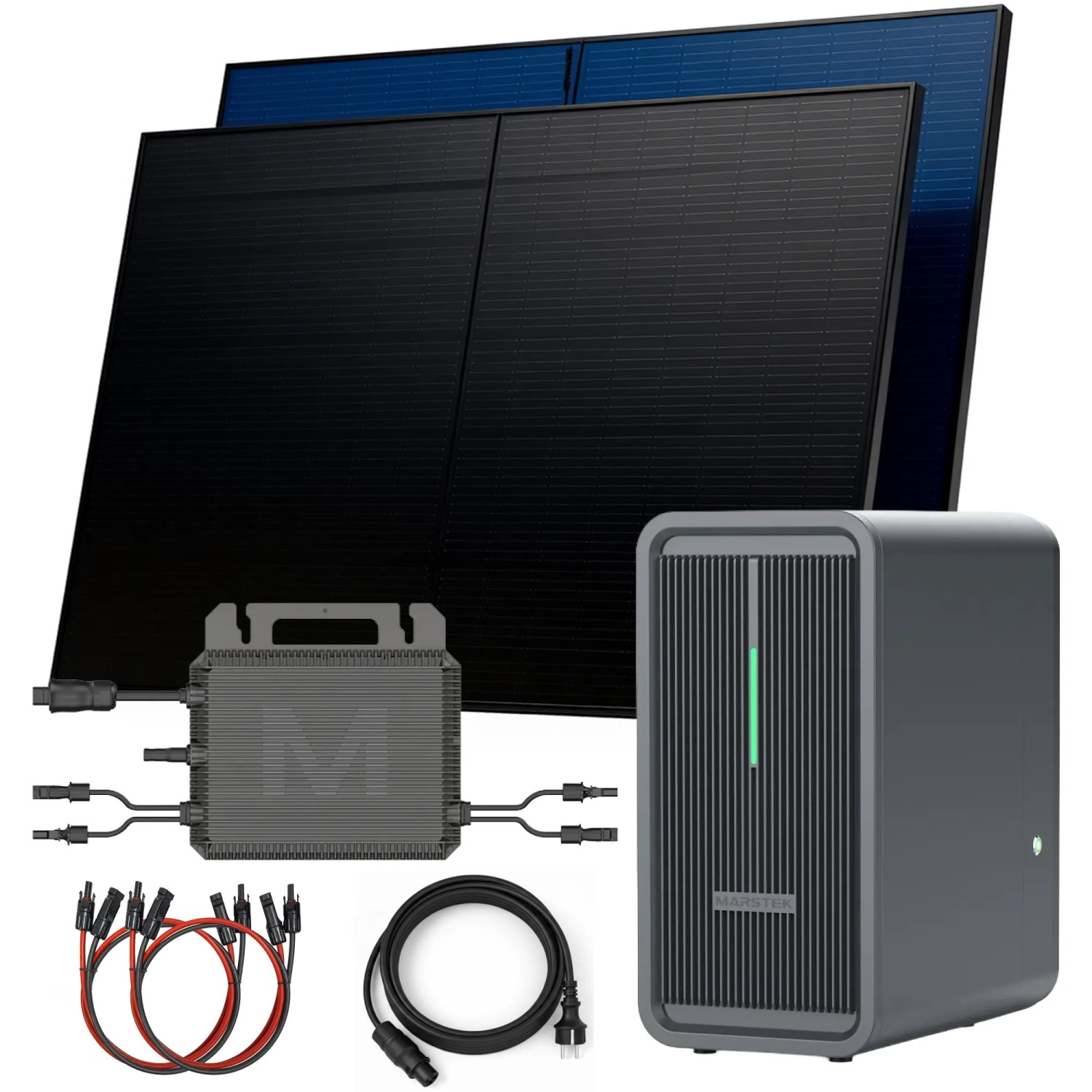 SUNNIVA Balkonkraftwerk 1000W mit Marstek B2500-D 2,24kWh Solarspeicher Wechselrichter inkl.5m Kabel 2x 500W