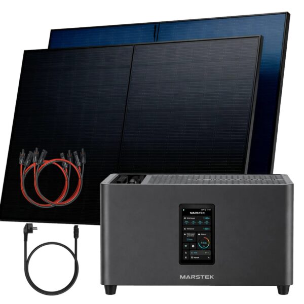 SUNNIVA Balkonkraftwerk 1000W Marstek Jupiter C Plus 2,56 kWh Solarspeicher Wechselrichter inkl Kabel 2x500W
