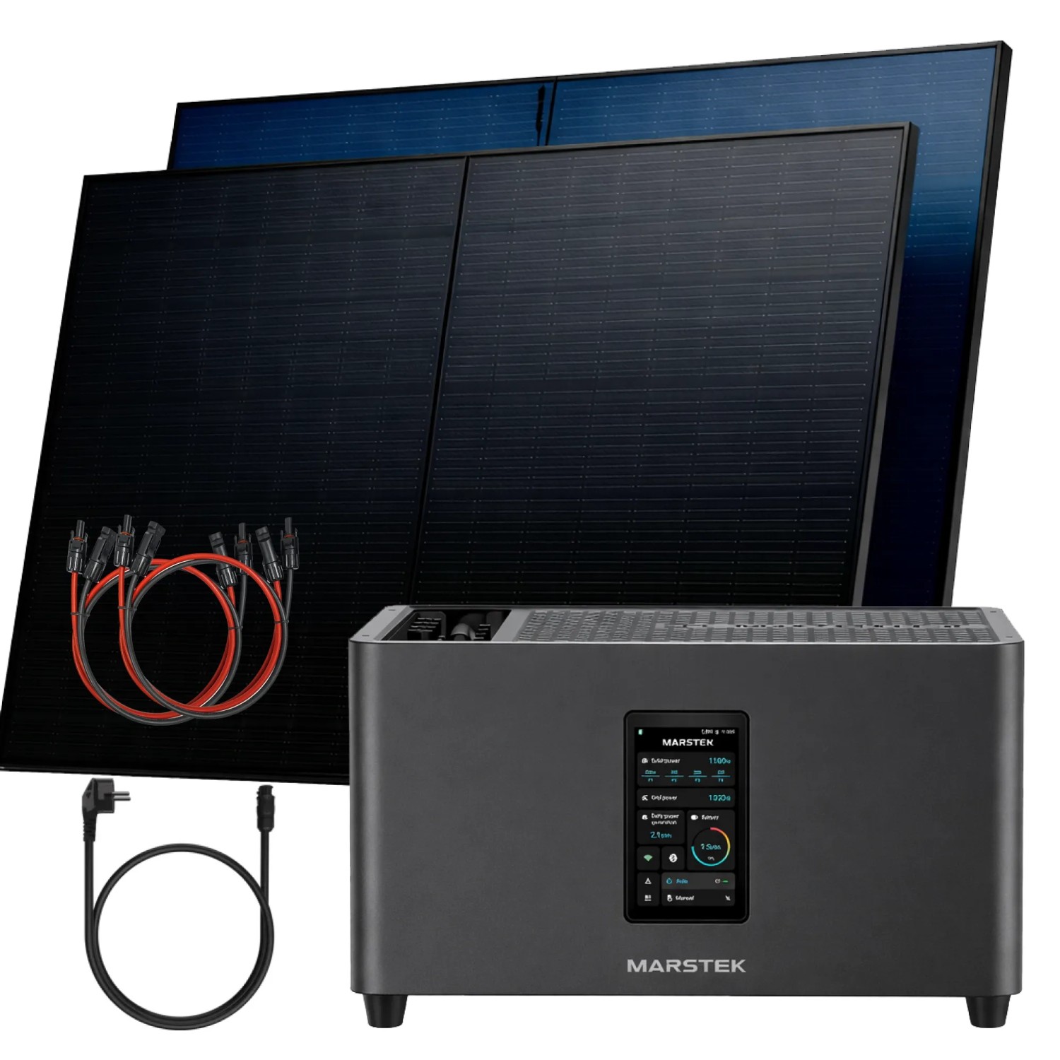 SUNNIVA Balkonkraftwerk 1000W Marstek Jupiter C Plus 2,56 kWh Solarspeicher Wechselrichter inkl Kabel 2x500W
