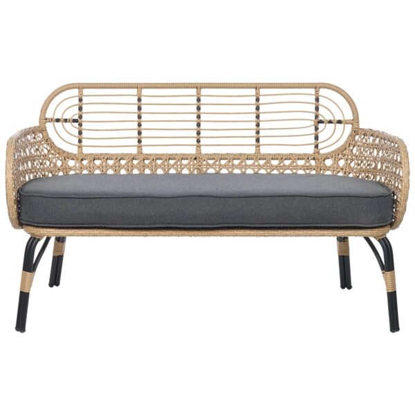 Beliani Gartensofa Naturfarben Beige Grau Schwarz 59x122x79