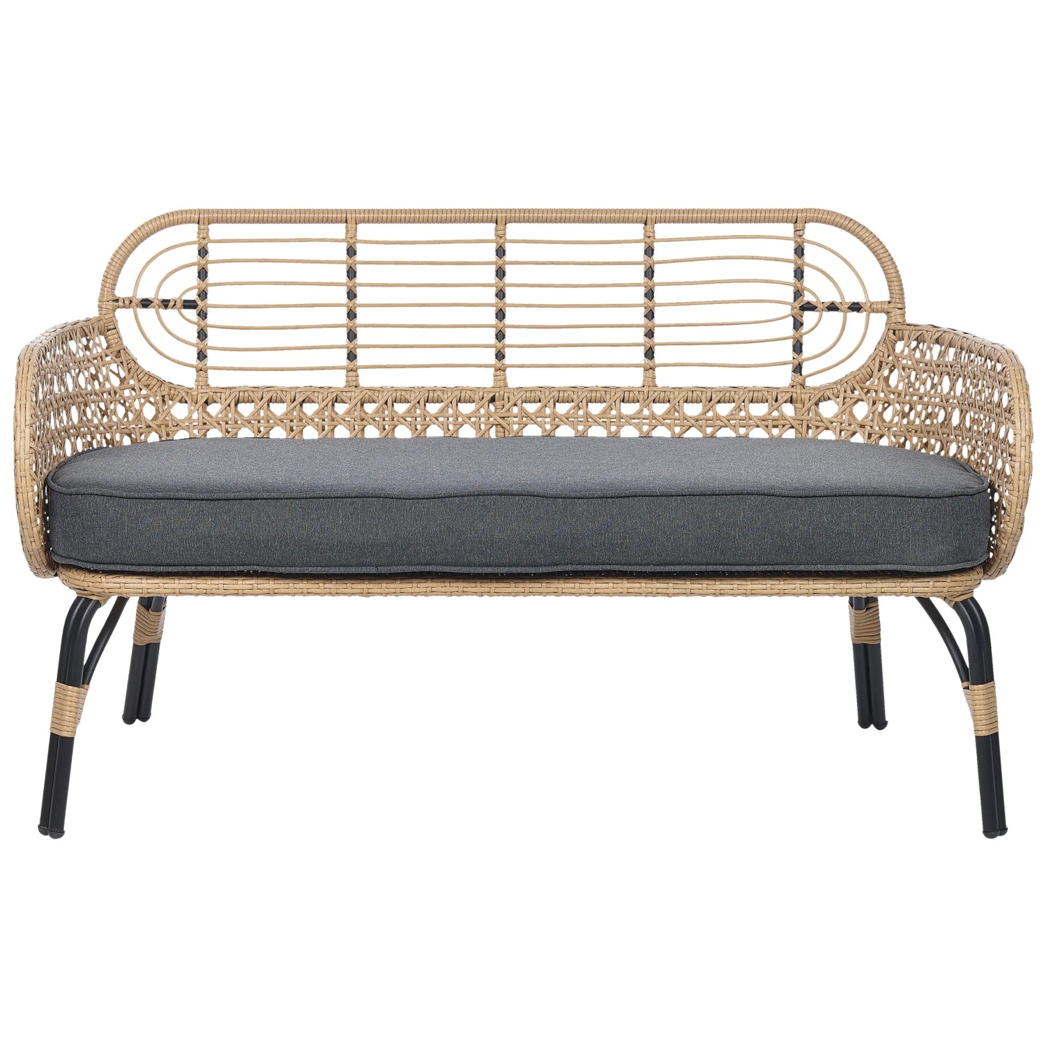 Beliani Gartensofa Naturfarben Beige Grau Schwarz 59x122x79