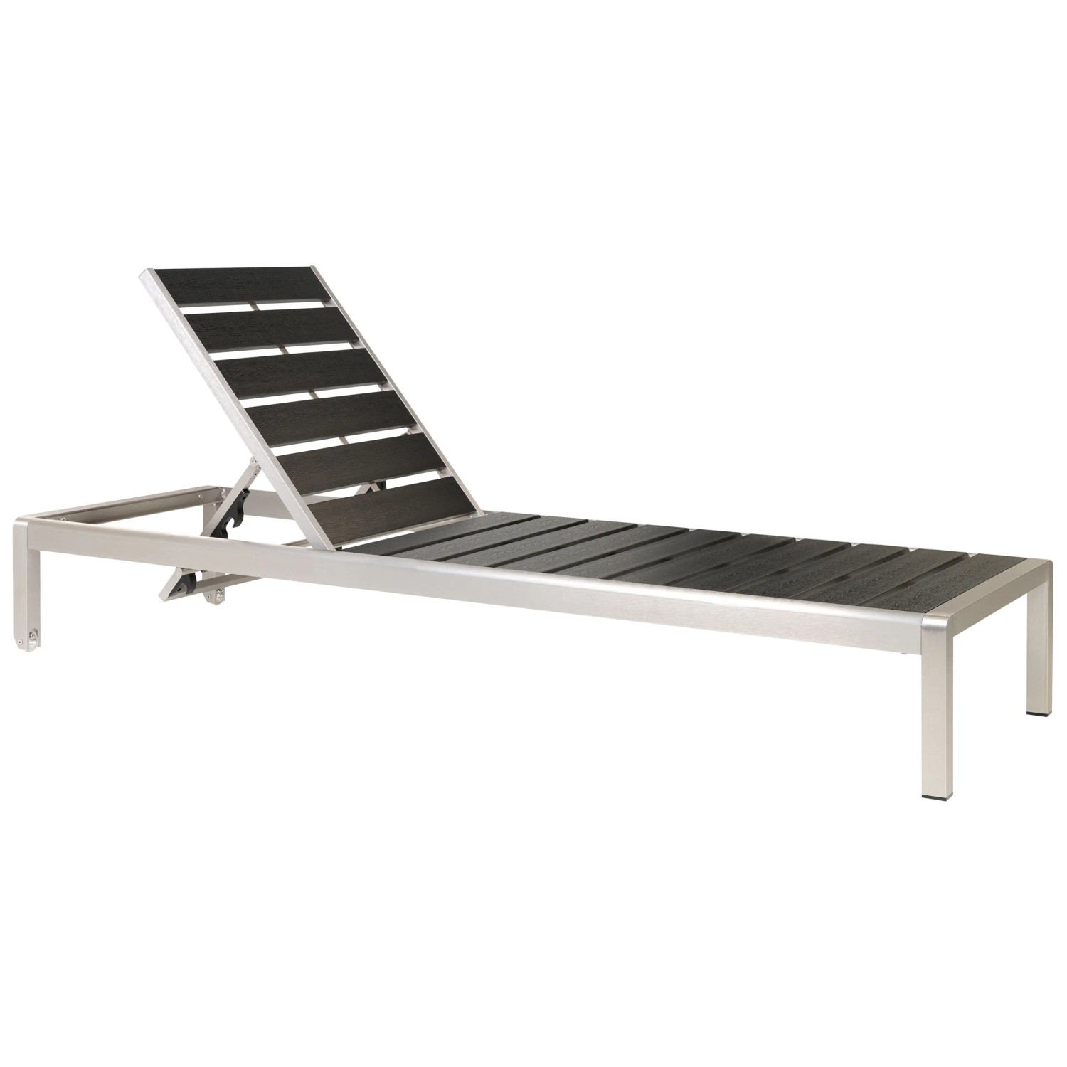 Beliani Gartenliege Schwarz Silber 198x64x29