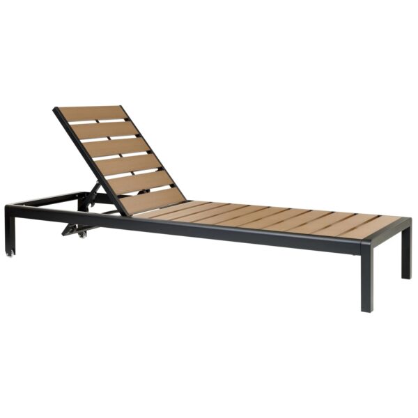 Beliani Gartenliege Heller Holzfarbton Schwarz 198x64x29 Beliani Gartenliege Heller Holzfarbton Schwarz 198x64x29