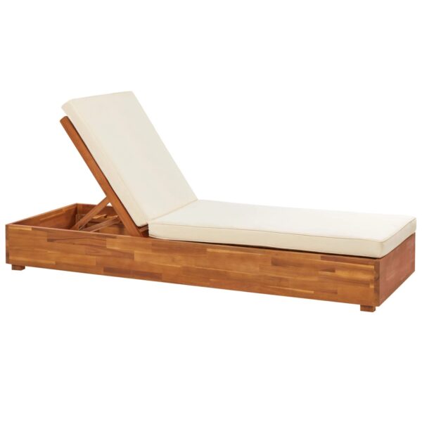 Beliani Gartenliege Heller Holzfarbton Weiss 190x63x23
