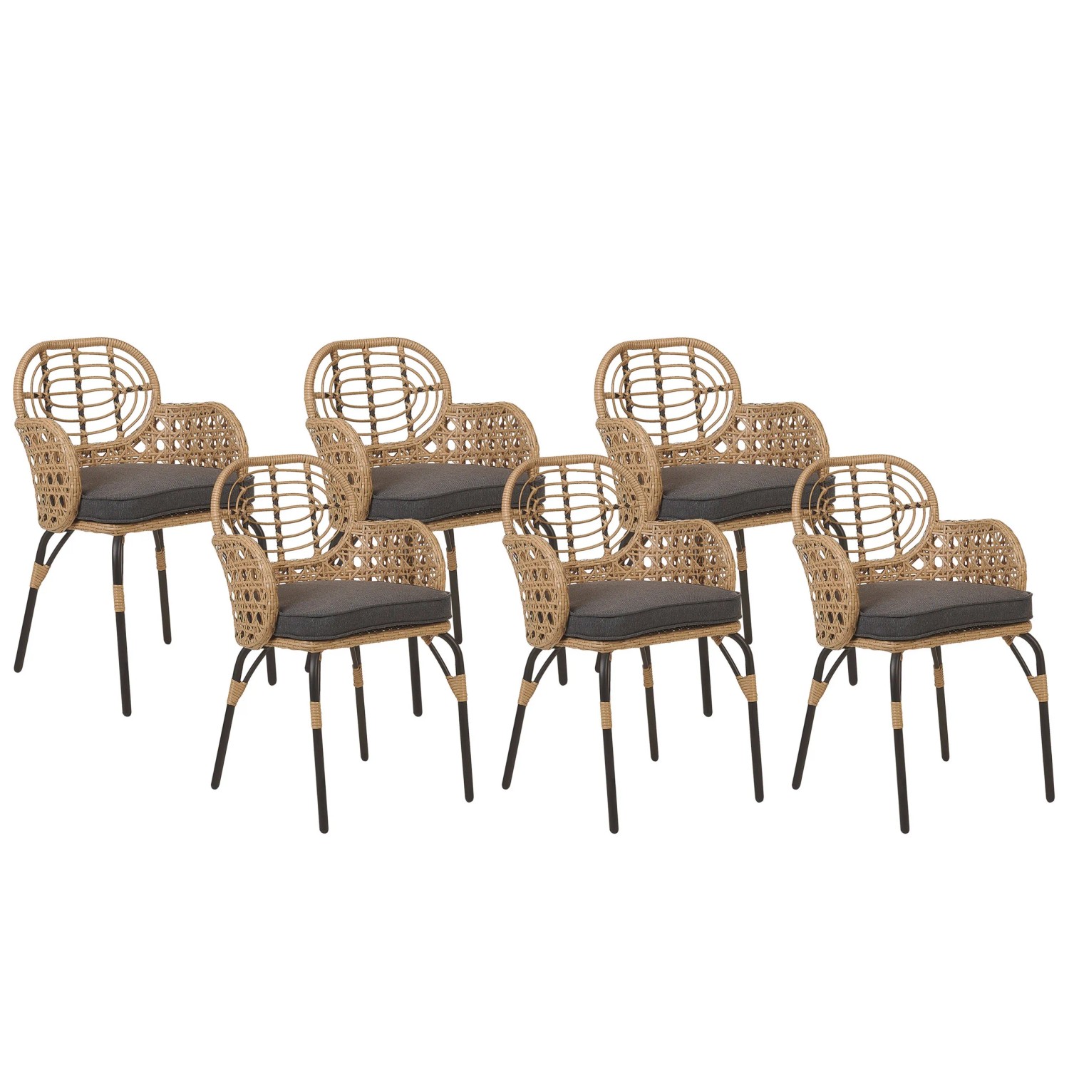 Beliani Gartenstuhl Naturfarben Beige Grau Schwarz 49x45x84