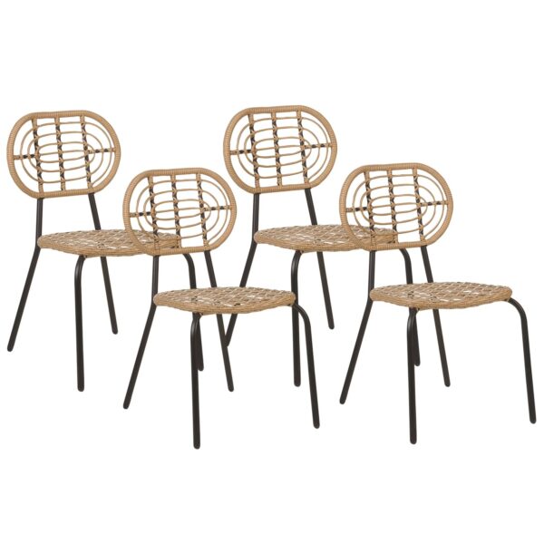 Beliani Gartenstuhl Naturfarben Beige Schwarz 57x48x86