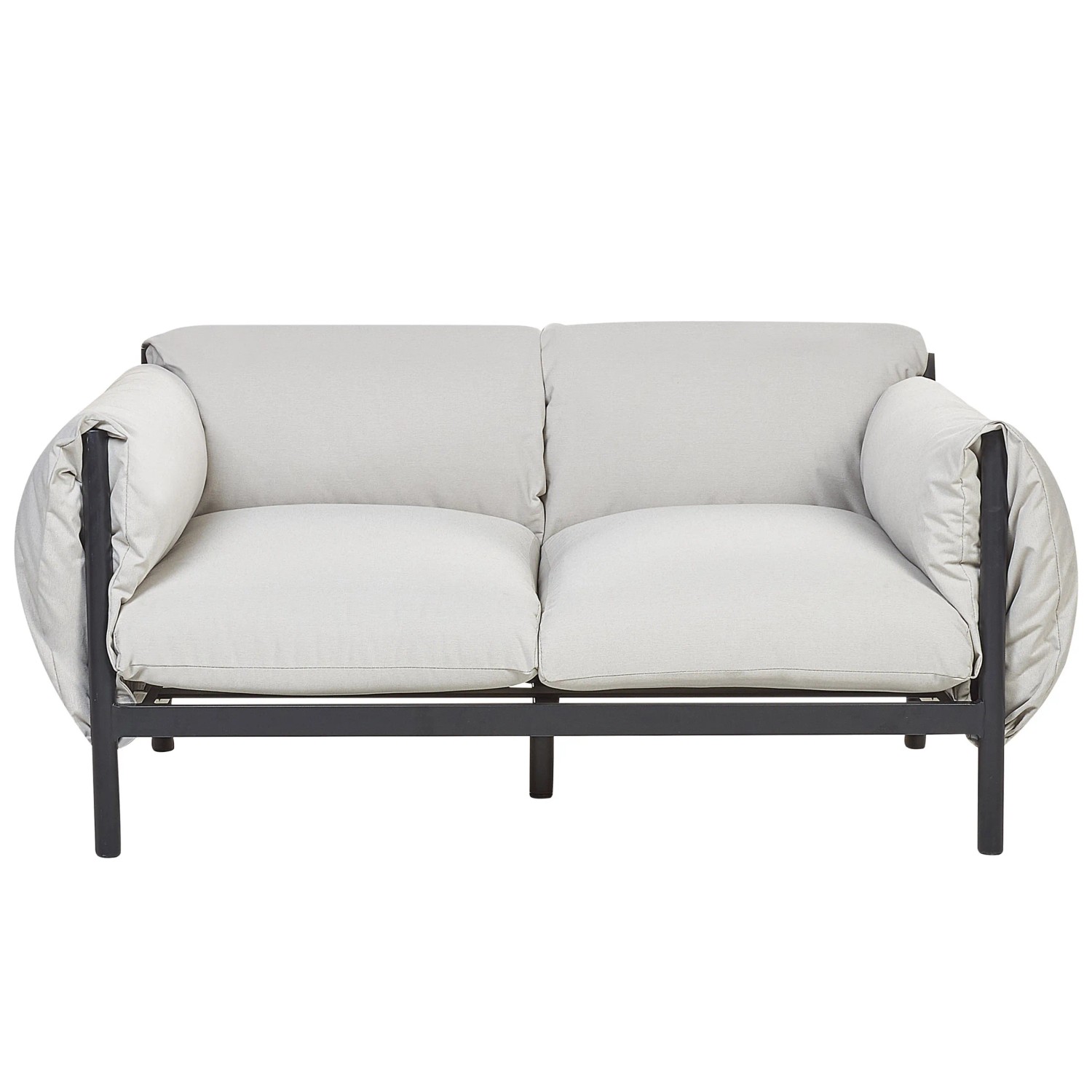 Beliani Gartensofa Grau Schwarz 96x144x80