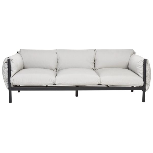 Beliani Gartensofa Grau Schwarz 96x211x80
