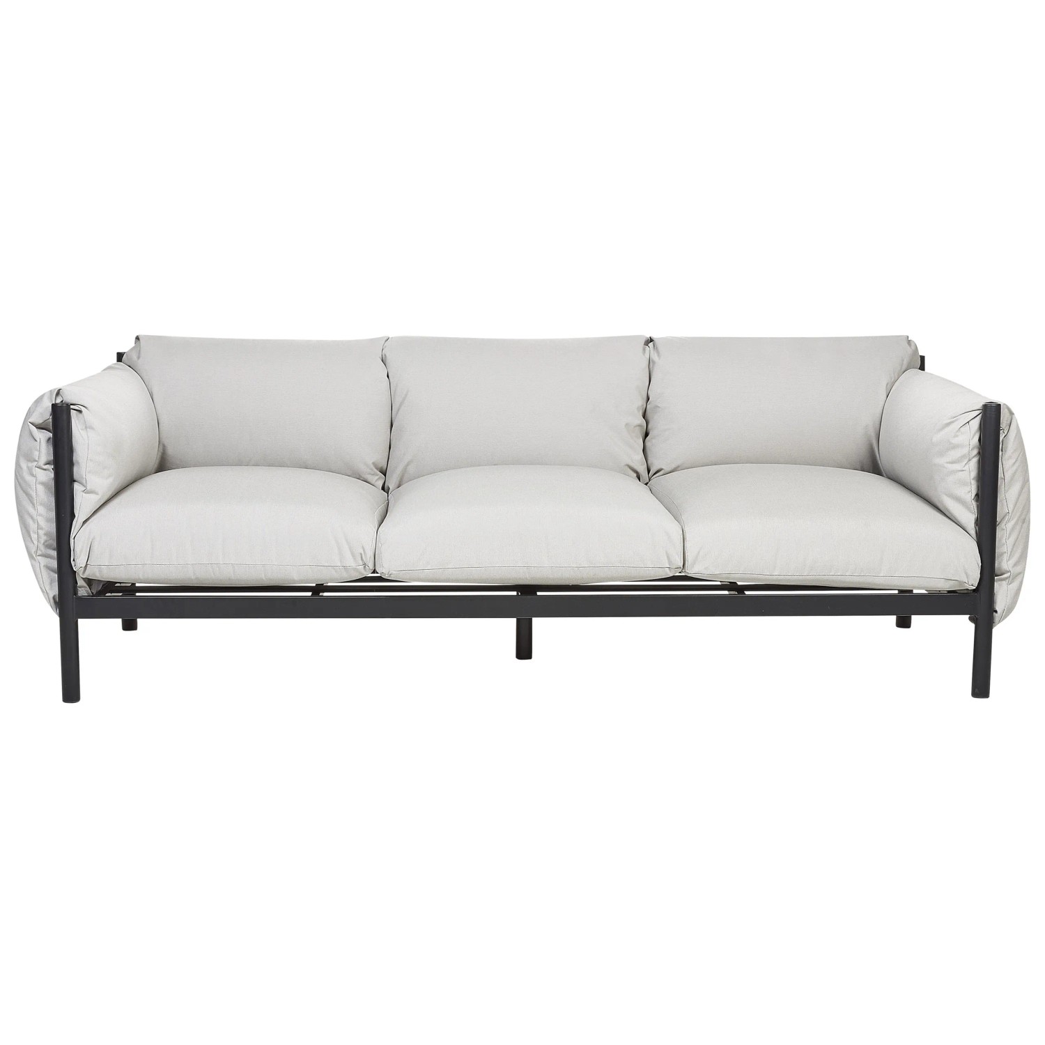 Beliani Gartensofa Grau Schwarz 96x211x80