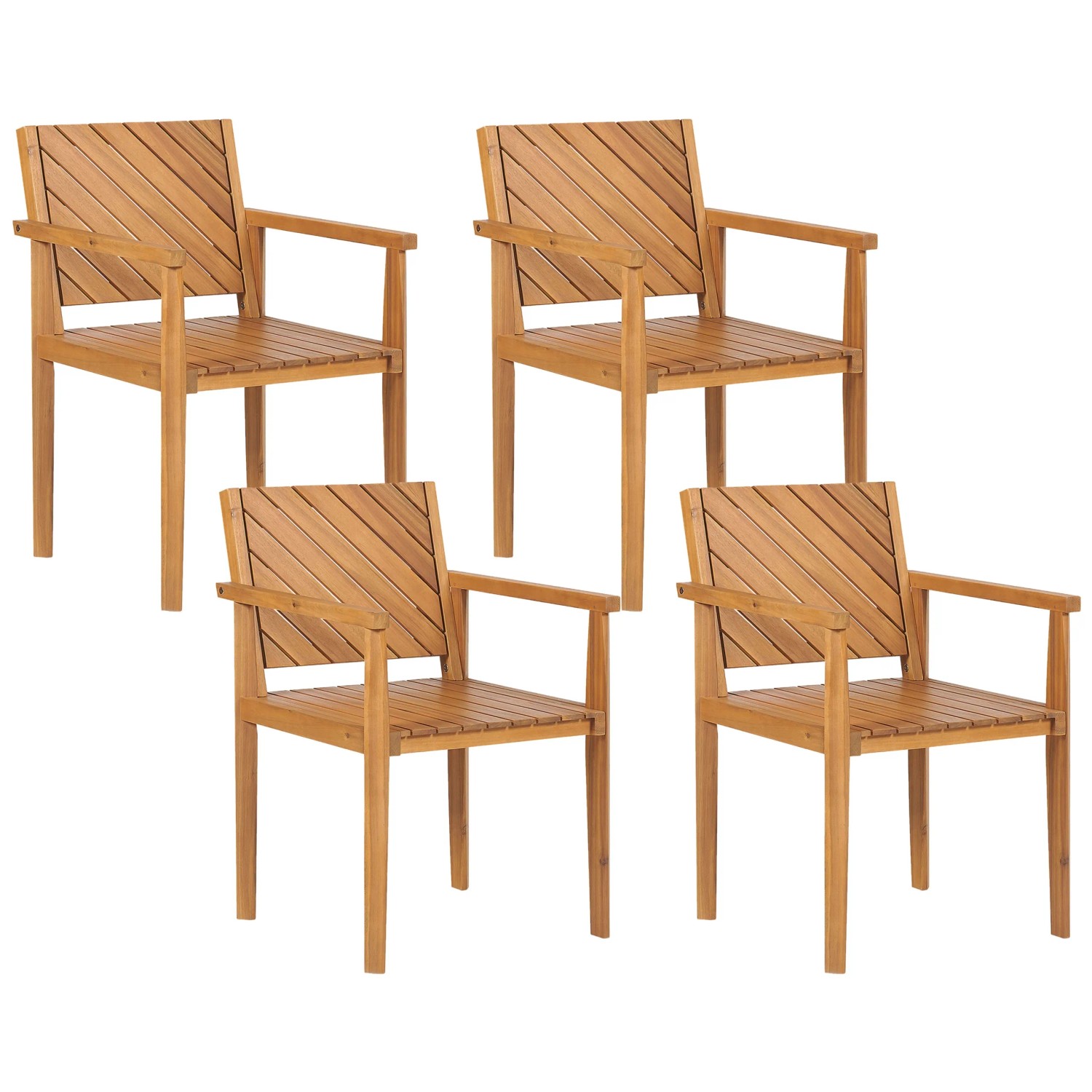Beliani Gartenstuhl Heller Holzfarbton 40x55x82